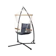 Outdoor Grey Hammock Chair With Steel Stand Hanging Hammock