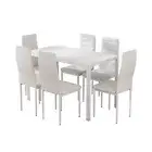 Dining Chairs and Table Dining Set 6 Chair Set Of 7 White Artiss