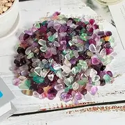 Natural Crystal Stones Irregular Polished Crystal Chips Bulk Crystals Gemstones Chips Vase Filler Decorative Stones Natural Obsidian Crystal Pieces for Home Fish Tank Plant Pot Decoration (Fluorite)