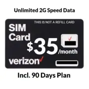 New Activation Verizon Prepaid $35 Unlimited Talk, Text, Data Plan for 90 Days.