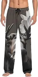 [PDZRMY] Moose Flower Butterfly Pajama Pants for Men Men's Separate Bottoms, Lounge Pants with Pockets S