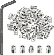 uxcell 1/4-20x3/8 Internal Hex Socket Set Grub Screws, 50 Pcs 304 Stainless Steel Cup Point Set Screw with Hex Key Wrench for Door Handles Bathroom Fixtures