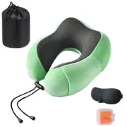 Catzon Travel Neck Pillow Premium Memory Foam for Airplane Car Office-Green