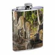 Cheetah Em1 8oz Stainless Steel Flask Drinking Whiskey Liquor