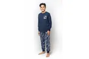 Boys Navy Blue Dinosaur Pyjamas Long Set PJS (2126) [Size: 8]
