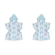 2x LVD Kids Microfibre Poncho Towel w/ Bag Quick-Dry Bath/Beach 70cm Seahorses