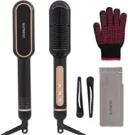 Negative Ionic Hair Straightener Brush with 9 Temp Settings & 30 Seconds Heating