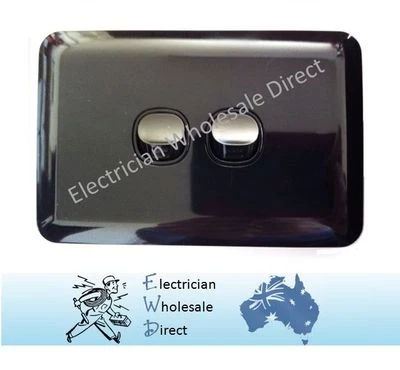 Black Gloss Two Gang Upmarket Light Switch Slim Wafer Slimline Electrical 2