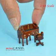 1:48 1/4" quarter scale desk and chair set Top quality WN dollhouse miniature