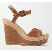 Christian Louboutin Almerio 120 Croc Brown Platform Wedge Sandal Heel Pump 41