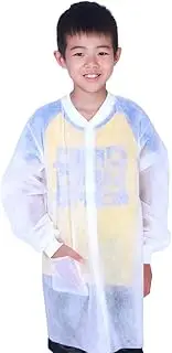 Cleaing Disposable Lab Coats for Kids with Knit Cuffs, Medium, 10 Pack