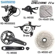 Shimano Deore M5100 Groupset 170mm/175mm Crankset 11 Speed Groupset MT200 Brake