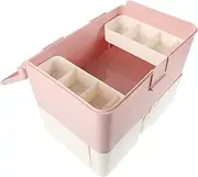 NOLITOY Double Layer Nail Polish Storage Organizer Case for Manicure Tools Ample Space for Nail Gels and Lamps Portable Carrying Box Soft Pink