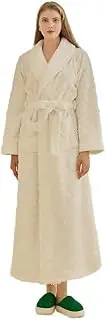 [DSAoTeng] Women Long Fluffy Pattern Fluffy Bathrobe-With Belt Pockets Cozy Soft Warm Full Length Plush Fleece Shawl Collar Robe Loungewear