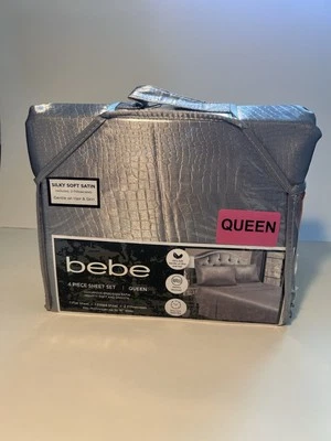 Bebe 4 Piece Sheet Set Queen SILKY SOFT SATIN