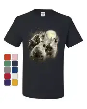 Wolf Howl T-Shirt Wild Wolf Pack Predator Animals Nature Moon Tee Shirt
