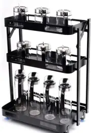 NEWYUAN Spice rack wall-mounted kitchen gadget foldable 2-layer stainless