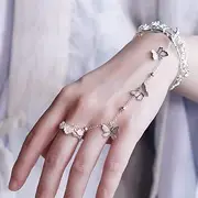 [YERTTER] Classic Chinese Style Butterfly Ring Bangle Hand Chain Bracelet Hollow Rose Open Bangle Bracelet Hand Jewelry for women, 1 Count (Pack of 1), alloy
