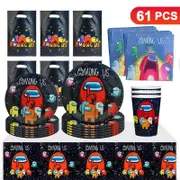 Among Us Theme Party Tableware 10 Guest Pack Plates Cups Napkins Tablecloth Loot Bags