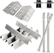 DcYourHome Grill Parts Kit for Weber Genesis 300, Flavorizer Bars and Heat Deflector、Burner Tube Kit for Weber Series E310 E320 E330 EP310 EP320 EP330 with Front Control Knob(2011&Newer)