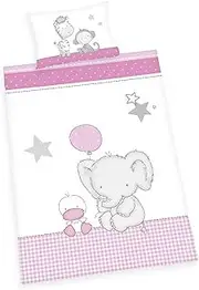 Herding Baby Best Toddler Bedding Set, Reversible Motif Jana Elephant, Duvet Cover 100 x 135 cm, Pillow case 40 x 60 cm, Cotton/Renforcé