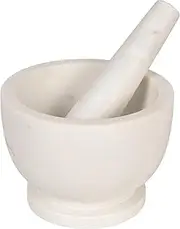 Creative Co-Op, White Marble Mortar and Pestle, 7" Round