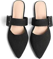 [Meknitva] Pointed Toe Mules for Women Flats，Slip On Mules Backless，Wide Width Mules，Woven Mules for Women Dressy，Mule Slides for Women Flats Sandals