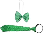 [Generic] 1 Set Irish Bow Tie Suit Green Tie Large Green Bow Tie Pre-tied Glitter Bowtie Blinking Bow Tie for Carnival Bowtie for Carnival Party Bow Tie Sparkling Glitter Bow Tie Cloth