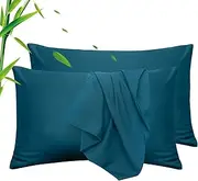 LINENOVA Standard Pillowcase Set of 2, Cooling Rayon from Bamboo Pillow Cases, 2000 TC Ultra Soft & Breathable Envelope Pillow Cover, Moisture-Wicking for Hot Sleepers(Biscay Blue, 48 * 74cm)