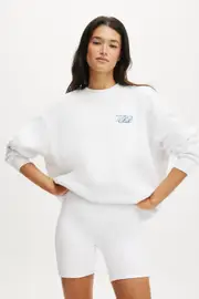 [Body] Body - Plush Graphic Crew Sweatshirt - White/bwc interlaced M WHITE/BWC INTERLACED