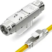 Enmane Tool-Free RJ45 Coupler Shielded, Ethernet Cable Extender PoE+ for Cat7/Cat6A Network Cables 2 Pack, Silver