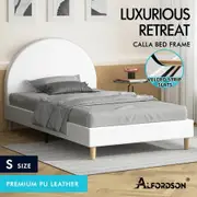 ALFORDSON Bed Frame Single Size Mattress Base Platform Leather White CALLA