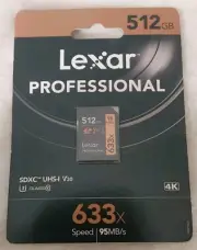 Lexar Professional 512GB 633x microSDXC UHS-I U3 Memory Card with SD Adapter NEW