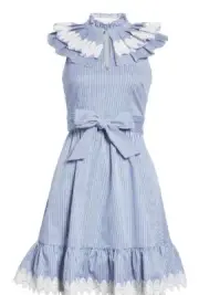 NWT Ted Baker London Kikki Stripe Frill Bib Fit & Flare Dress size 2