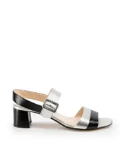 Silver Open Toe Heeled Sandals