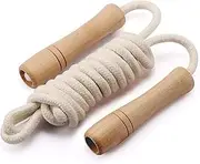 Cotton Jump Rope for Kids - Wooden Handle - Adjustable Cotton Braided Fitness Skipping Rope - Outdoor Fun Activity, Great Party Favor, Exercise Activity
