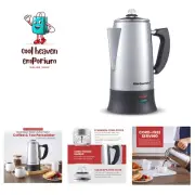 Elegant 12-Cup Stainless Steel Coffee Percolator - Fast & Flavorful Brews