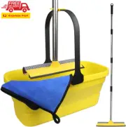 Window Squeegee and Portable Collapsible Mop Bucket,Window Squeegee with Long Ha
