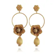 Culturesse Lusia 100mm French Bouquet Drop Earrings Matte Gold Gold Plating
