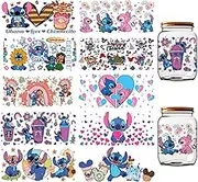 UV DTF Cup Wrap Transfer Stickers for Glass, 10 Sheet Cartoon Rub on Transfers Decal for 16OZ Glass Cups Furniture Craft Wood DIY Crafts