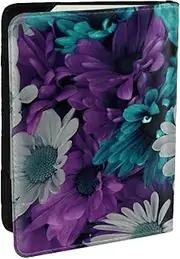 [JEJEA] Purple and Teal Flowers Print Travel Organizer Credit Cards Case Passport BookPassport Holder Cover Wallet forTraveling,, Black, One Size