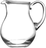 Glass Water Pitcher with Handle, with Spout, Round, Ice Lip, Handmade 64 Oz. by
