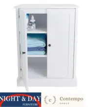 Hamptons 2 door 2 shelf low Multi Purpose Cupboard Cabinet CONTEMPO RANGE WHITE