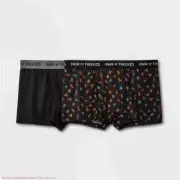 Pair of Thieves Men's Super Fit Trunk 2pk - Red/Tan/Blue Cave Drawing Large NWT