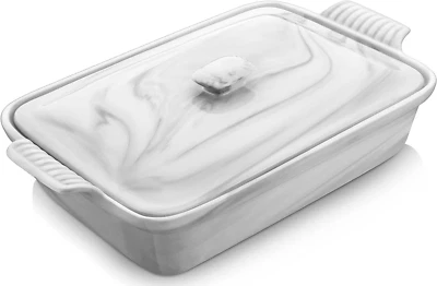 Casserole Dish With Lid, 3.4 Quart Baking Dish With Lid,Lasagna Pan Deep Ceramic