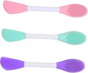 LRXIYODE 3Pcs Silicone Face Cleaning Brush Multifunctional Manual Facial Cleansing Tool with Double Heads Skin Friendly Material for Daily Cleansing Mint Green Pink