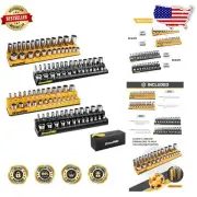 High-Quality Magnetic Socket Organizer Set for SAE & Metric Tools - 2 Trays