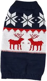 Happyyami 1 Pc Christmas Deer Pet Sweater for Dog Cat Knitted Dog Coat Festive Pattern Warm Winter Pet Clothes