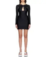 Twisted pleated hollowed-out plain knitted dress S,XL,XS,L,M Black