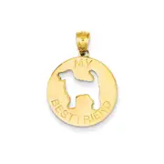 14k Yellow Gold My Best Friend with Dog Cut-Out in Center Pendant